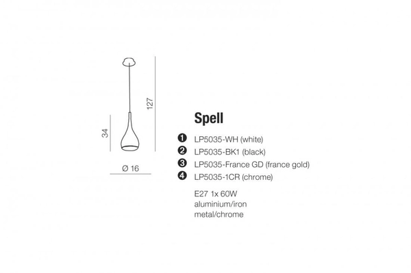 Wisząca lampa metalowa Spell łezka do przedpokoju złota