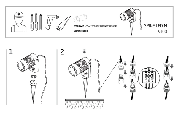 Gruntowa lampa Spike 9100 czarna LED 5W 3000K regulowana outdoor