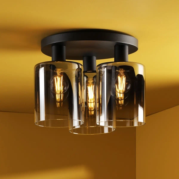 Industrialna sufitowa lampa Savannah SAV5322 szklane tubki czarne