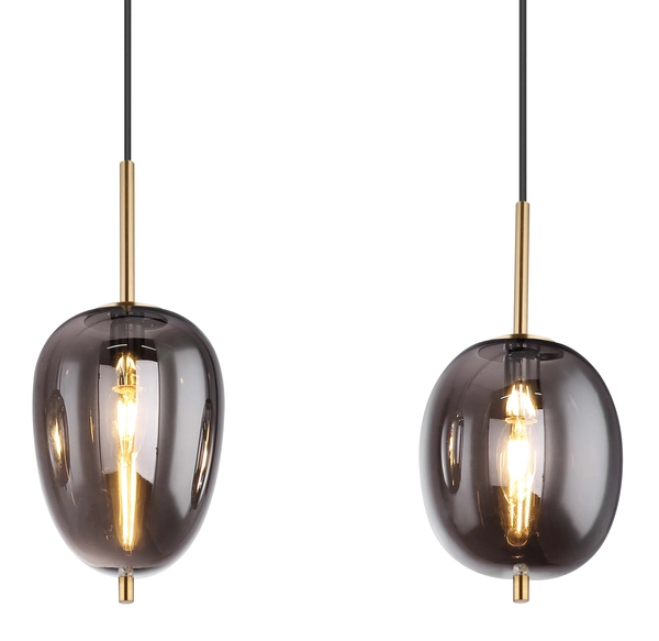 Wisząca lampa Blacky 15345-4MM szklana mosiądz przydymiona