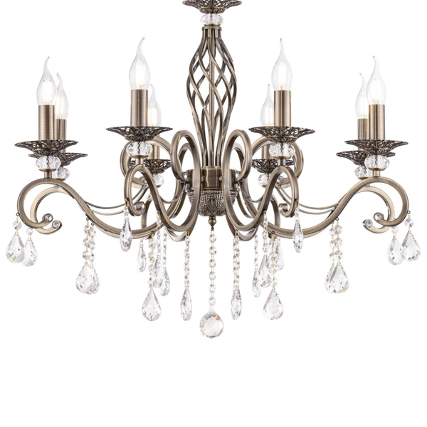 Wisząca LAMPA glamour GRACE RC247-PL-08-R Maytoni metalowa OPRAWA świecznikowy ZWIS z kryształkami złoty