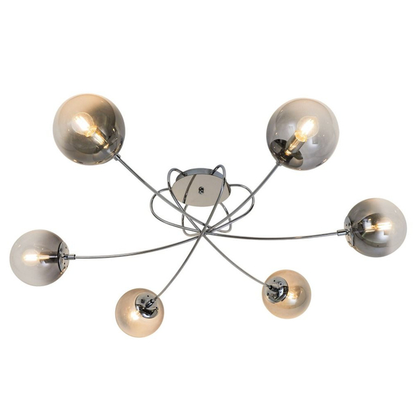 Sypialniana lampa sufitowa Lixa szklana nad łóżko loft chrom