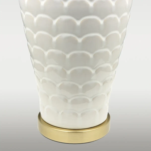 Lampa stołowa Murcia T01033BR-WH walec łuski ceramiczna mosiądz biały