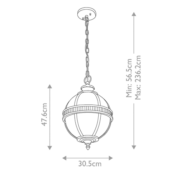 Wisząca lampa na taras Halleron KL-HALLERON-8M-BU Kichler kula IP44 brąz przezroczysty