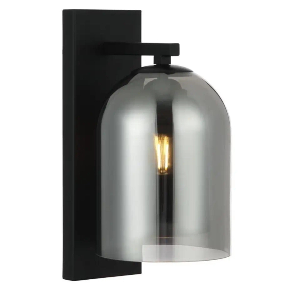 Nocna lampa ścienna Elaris LP-8103/1W SM szklana tuba przydymiona czarny