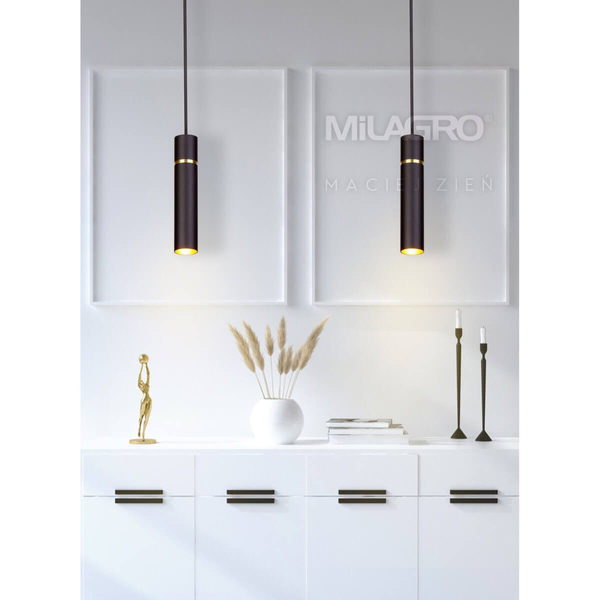 Pojedyncza lampa wisząca Lynx MZ5002 Milagro tuba zwis czarny złoty