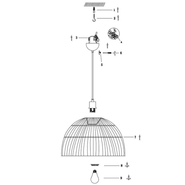 LAMPA wisząca COTTAGE 107981 Markslojd okrągła OPRAWA kopuła koszyk basket zwis czarny