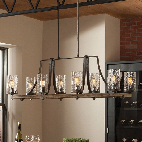 Lampa wisząca podłużna QN-ANGELO8-ISLE drewniana czarna