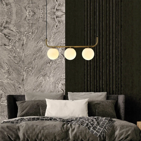 Wisząca lampa Alisa LP-005/3L GD Light Prestige kule szkło metal biały złoty