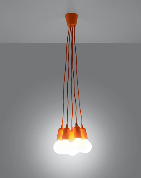 Wisząca LAMPA industrialna SL.0586 kable OPRAWKA pająk ZWIS kable przewody pomarańczowa