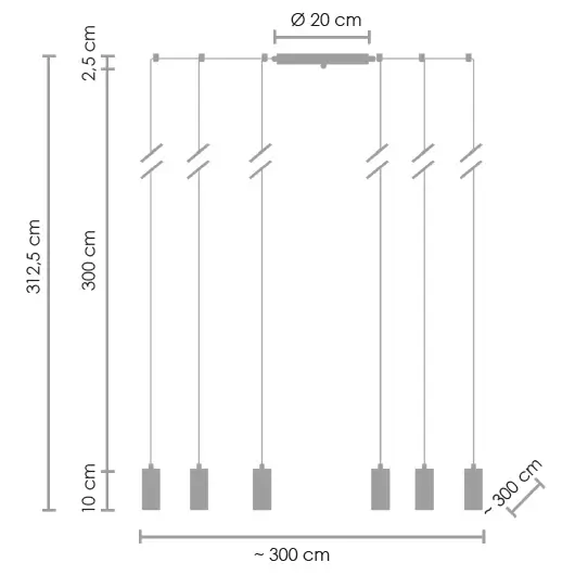 Żyrandol podwieszany do salonu Linea XT005-9P Step pająk czarny