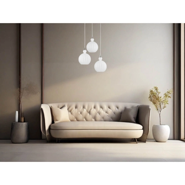 Kulista lampa jadalniana Aviles LE41886 szklana biała srebrna