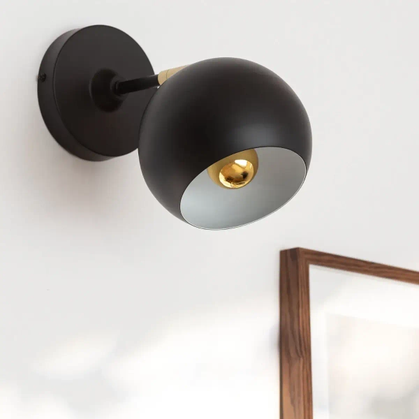 Metalowa lampa ścienna Librio ABR-KWS-E27 Abruzzo czarny złoty