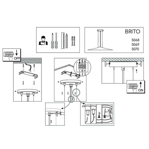 Wisząca lampa nad stół Brito 5068 Shilo stożkowa do jadalni trójkąt platyna