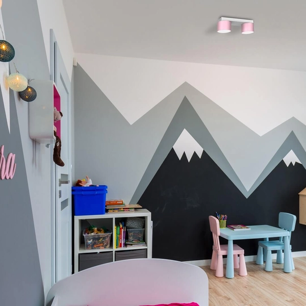 Sufitowa lampa sypialniana Dixie dziecięca biała różowa