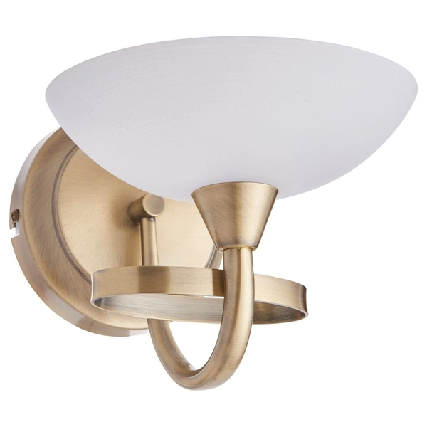 Antyczny kinkiet CAGNEY-1WBAB Endon szklany kielich biały mosiądz