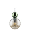 Szklana zwisająca lampa Sophia Green 11145 żebrowana kula zielony