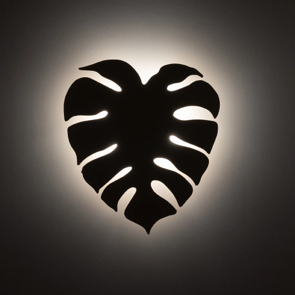 Ozdobna ścienna lampa liść Monstera XL 10627 metalowa beżowy