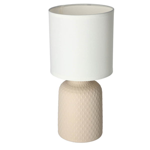 Ceramiczna lampka nocna Iner 41-79879 abażur biała beżowa