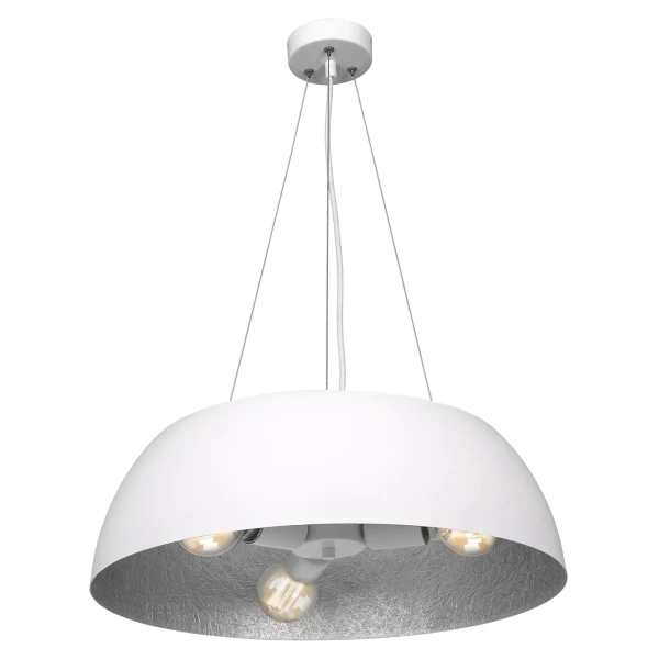 Lampa wisząca MORGAN MLP4477 Milagro salonowa OPRAWA okrągła biała srebrna