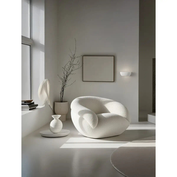 Gipsowa lampa ścienna BENAVIX LE45568 półokrągła biała