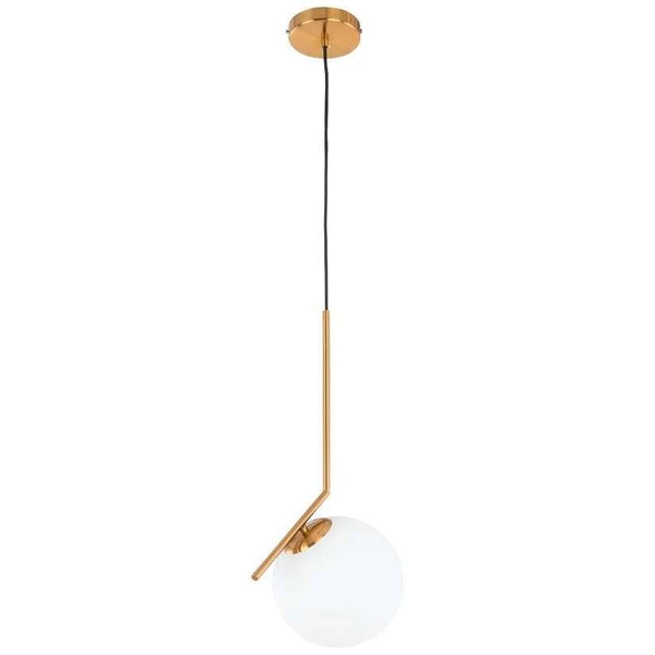 LAMPA wisząca CONDI MDM-7475/1-S-G MDECO modernistyczna OPRAWA szklany ZWIS kula ball mosiądz biała