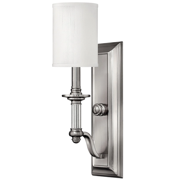 Ścienna LAMPA industrialna HK-SUSSEX1 Elstead HINKLEY tuba OPRAWA metalowy kinkiet szczotkowany nikiel biały