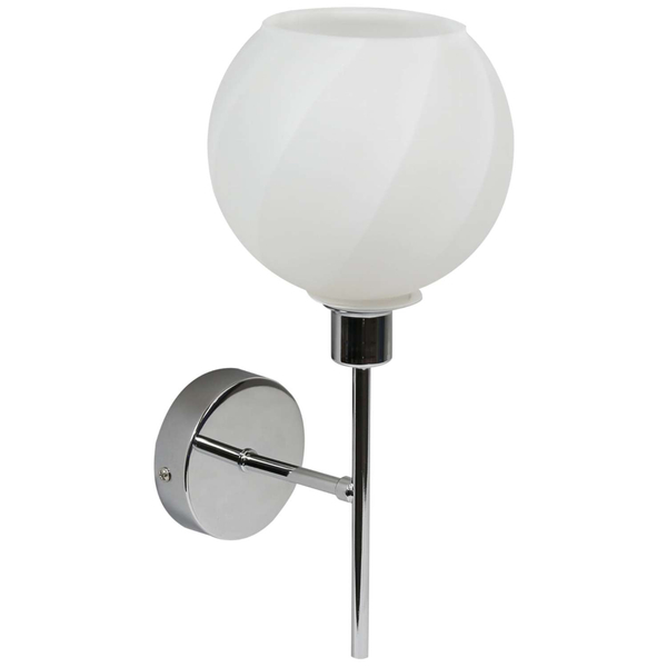 Szklana lampa ścienna RAUL 21-72191 klosz kula ball chrom biała