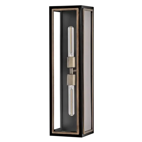 Ogrodowa lampa ścienna Shaw QN-SHAW-2M-BK prostokąt IP44 czarny brąz