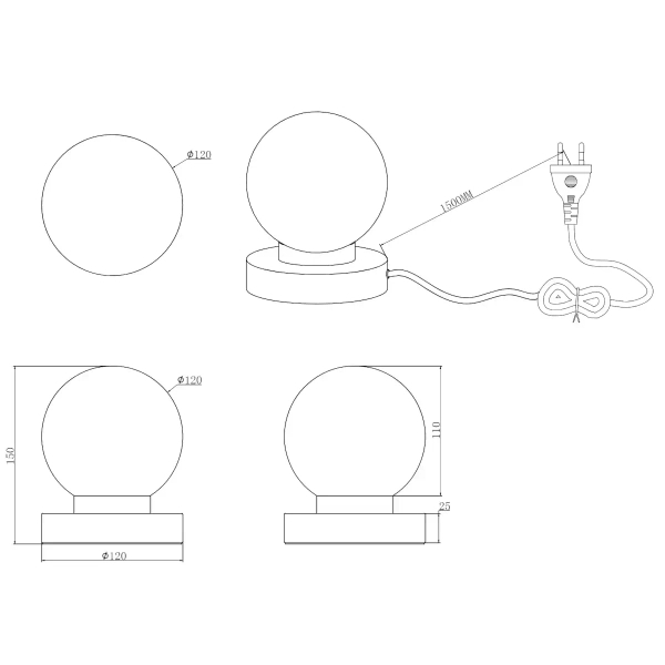 Lampka nocna Prinz R54011001 RL Light kula bańka ball srebrna biała