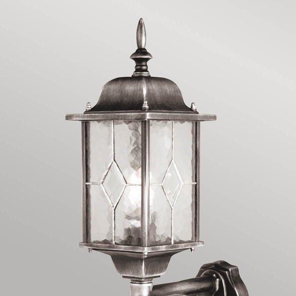 Tarasowa lampa ścienna Wexford WX1-PIR Elstead metalowa czarna srebrna
