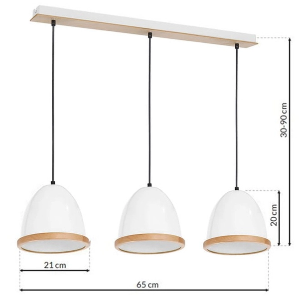 Skandynawska LAMPA wisząca STUDIO MLP8850 Milagro metalowa OPRAWA listwa ZWIS hygge biały drewno