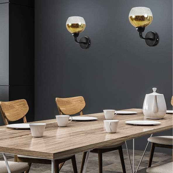 Lampa ścienna CROMINA 21-57242 szklana kula ball czarna złota przezroczysta