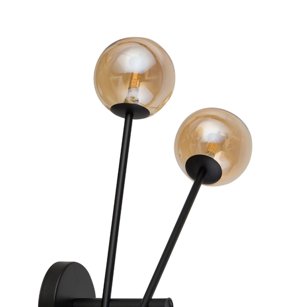LAMPA ścienna ORO 32090 Sigma loftowa OPRAWA 4-punktowa szklane kule kinkiet czarny bursztynowy