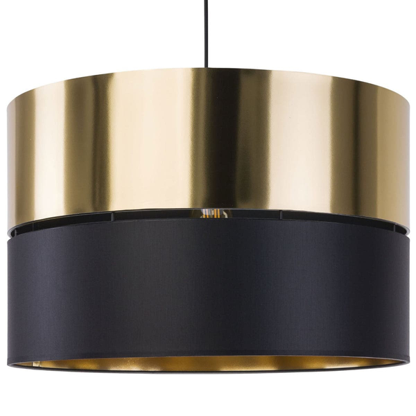 Okrągła lampa wisząca Hilton 4346 TK Lighting z tkaniny czarna złota