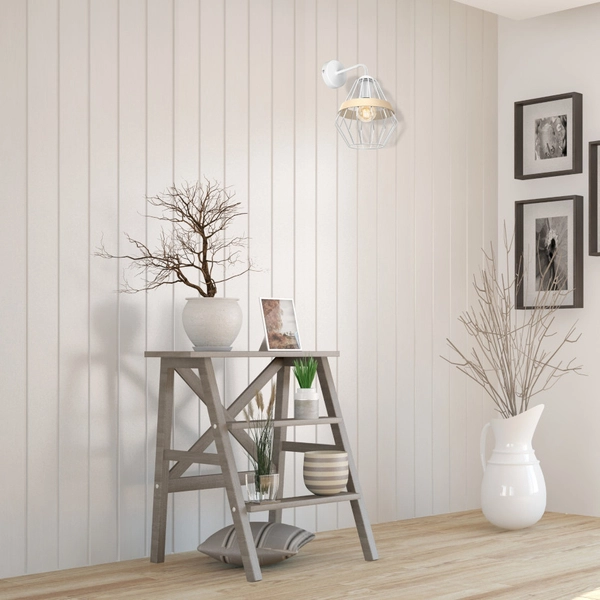 Skandynawska LAMPA ścienna CLIFF MLP5517 Milagro metalowa OPRAWA druciana klatka KINKIET hygge drewno biały