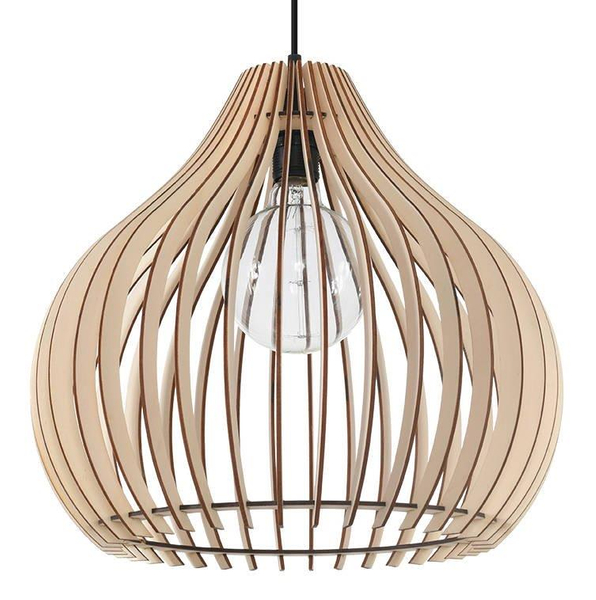 Drewniana LAMPA wisząca SL.0639 ekologiczna OPRAWA klatka ZWIS łezka kropla brązowa