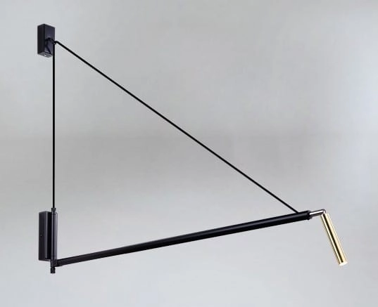 Ścienna LAMPA minimalistyczna NURH 9515 Shilo loftowy kinkiet metalowa tuba mosiądz