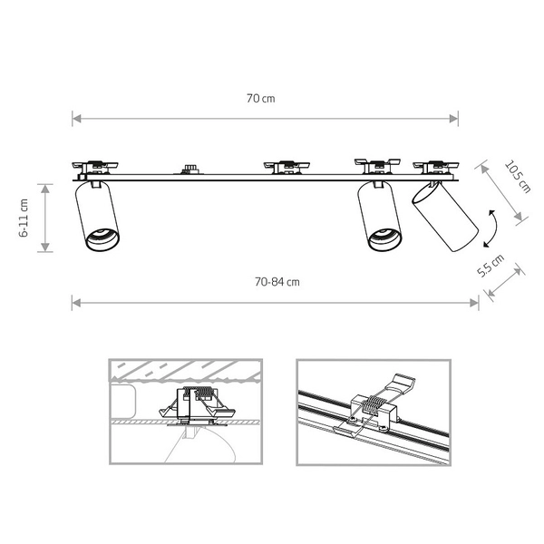 3-punktowa lampa nowoczesna Mono 7835 metalowa listwa czarna