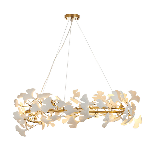 Ceramiczna lampa zwisowa Botanika XY080P-100 liście złota biała