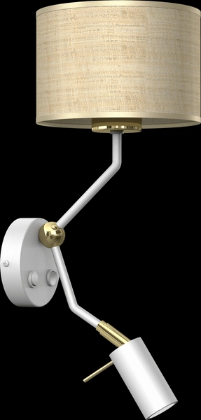 Regulowany kinkiet ratanowy Marshall do czytania biały