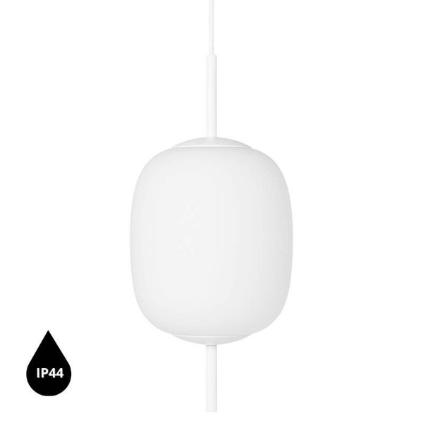 Łazienkowa lampa wisząca Epli Mini EM0111PS0 szklana IP44 biała