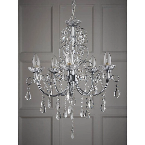 Łazienkowa lampa wisząca Tabitha 61384 Endon crystals glamour IP44 chrom