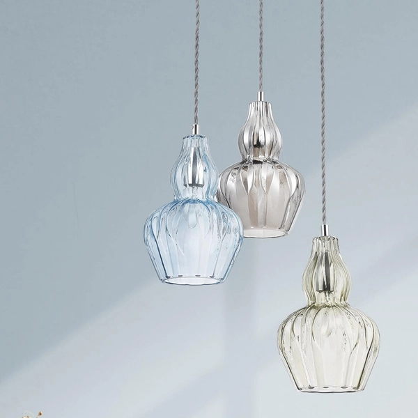 Pojedyncza lampa wisząca Eustoma MOD238-PL-01-BL szkło niebieska