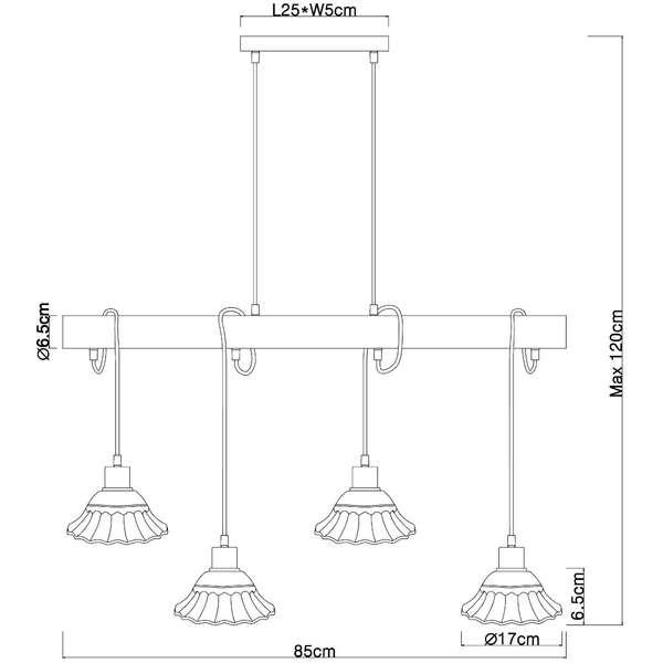 Prowansalska LAMPA wisząca JOWITA 54050-4H Globo metalowa OPRAWA zwis shabby biały czarny