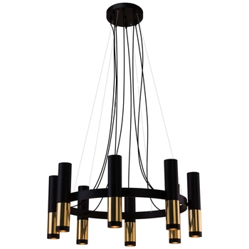 Żyrandol lampa wisząca KAVOS 0386 okrągła metalowe tuby zwis czarny złoty