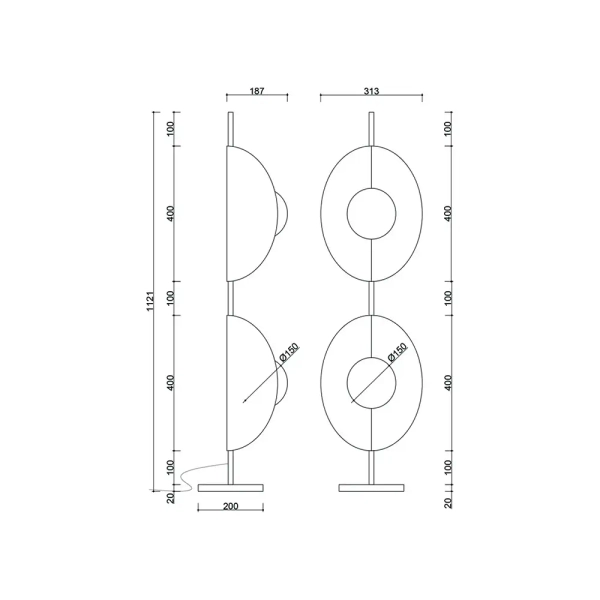 Nowoczesna podłogowa lampa Sallo SAF222P1 kulista biały czarny
