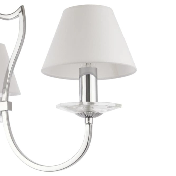 Wisząca lampa klasyczna Riga P03755CH-WH Cosmolight metal tkanina srebrna biała