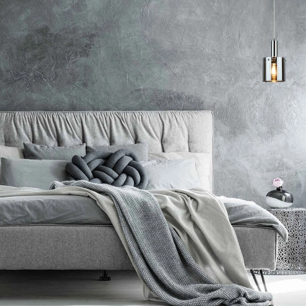 Szklana LAMPA wisząca DONATI 5249 Rabalux loftowa tuba do sypialni chrom