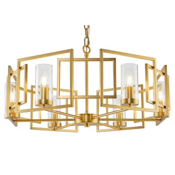 Lampa wisząca metalowa oprawa zwis na łańcuchu złoty BOWI OUTLET